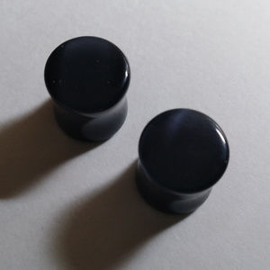 Black Cats Eye Natural Stone Plugs, pairs, multipl